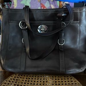 Brown leather coach bag